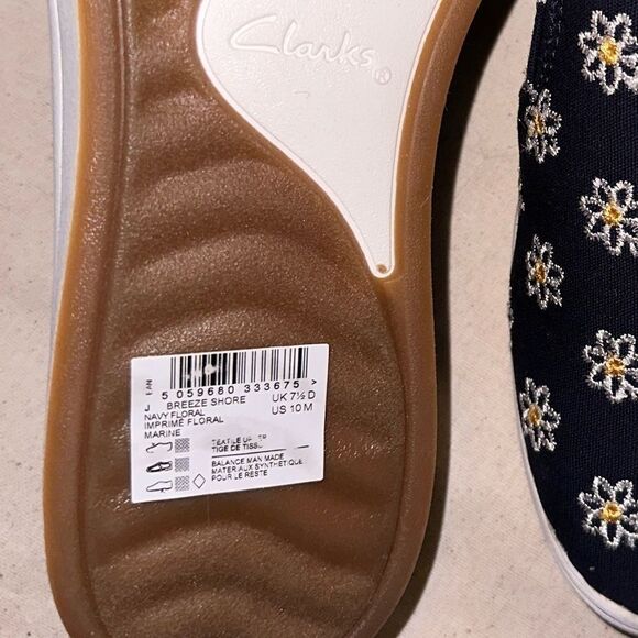 Clarks Women's cloud steppers Breeze Shore Mule Navy Floral Canvas NWT SZ10 - Picture 7 of 13